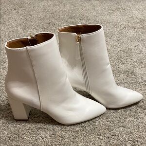 Madden Girl White Ankle Booties with Chunky Heel
